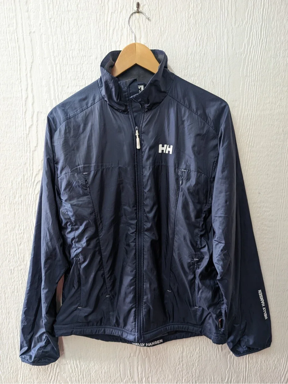 Helly Hansen Windbreaker Jacket Water Resistant Vents Blue H2 Flow Size Medium